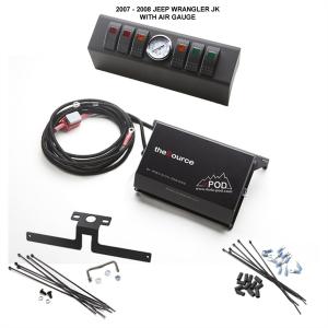 sPOD 07-08 JK model 6 Switch System with double LED light Contura rocker switches &amp; Source System w/ Air Gauge (610-07LT