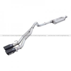 aFe Power Rebel Series Cat-Back 2.5 Dual Center Exit Stainless Steel Exhaust System w/ Black Tips (49-48054-B)